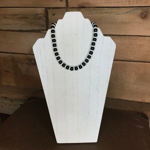 Vintage Black and white necklace 1950s-1960s 15.5 inch, Art Deco
